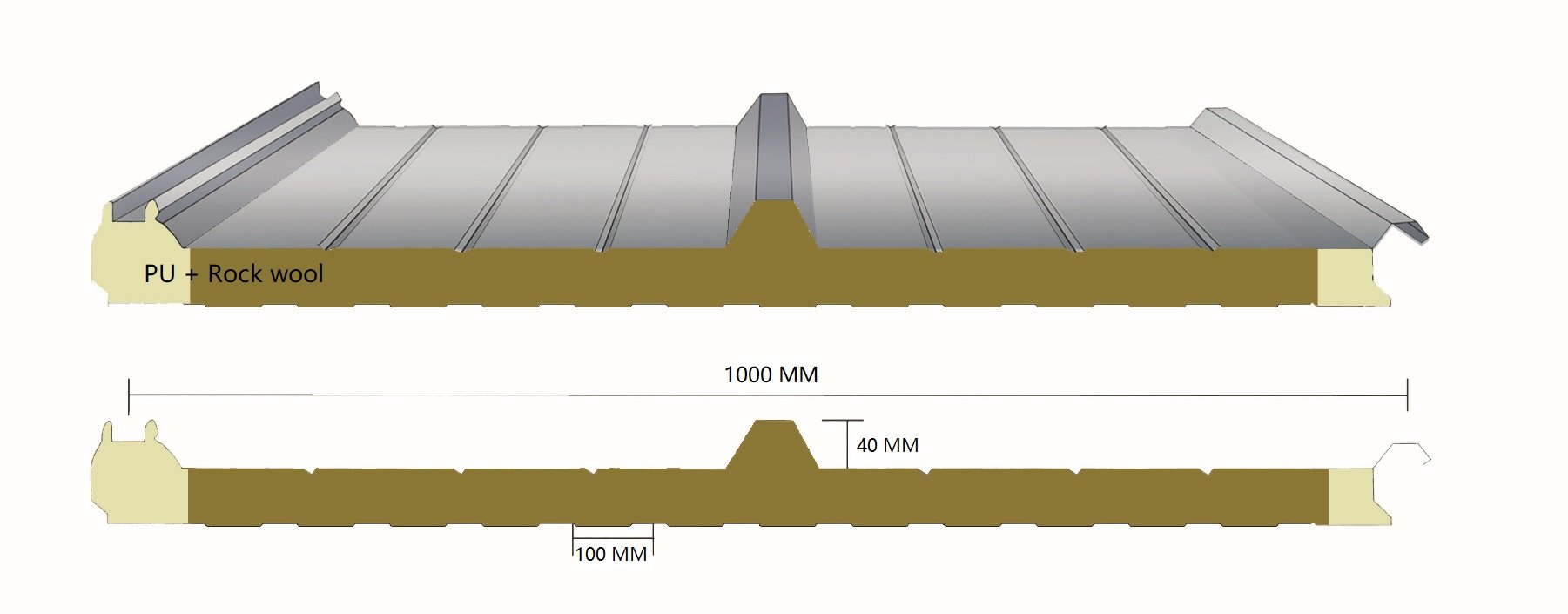 岩棉芯屋顶三明治板-BRDECO